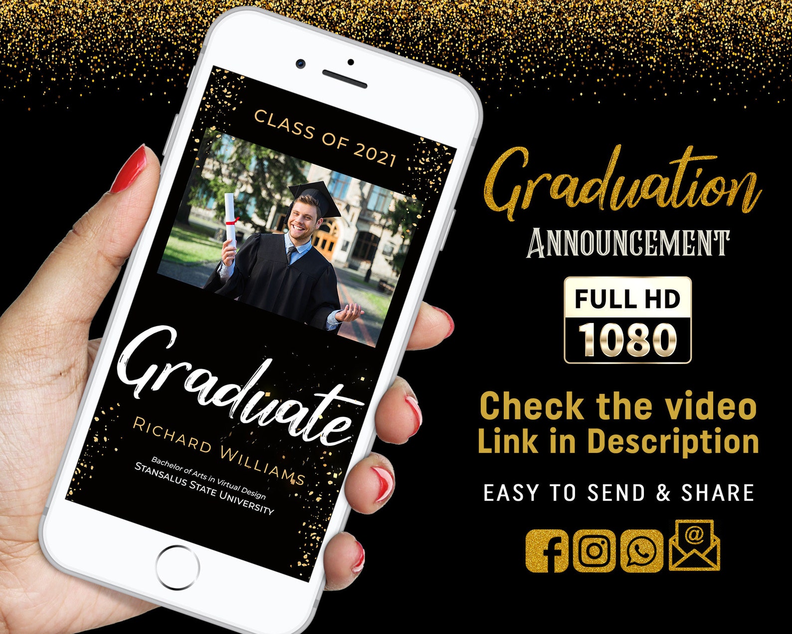 Electronic Graduation Invitation 2021 Graduation invitation Etsy