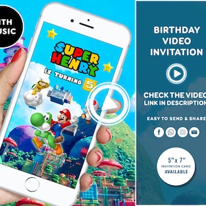 Super Mario Birthday Invitation Super Mario Invitation Super Mario video Invitation Super Mario Bros Digital Invitation Mario Invitation