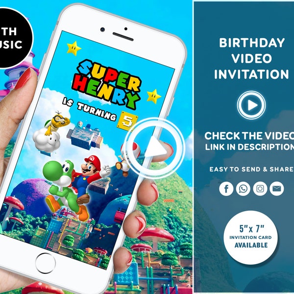 Super Mario Birthday Invitation Super Mario Invitation Super Mario video Invitation Super Mario Bros Digital Invitation Mario Invitation