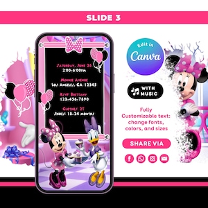 Minnie Mouse Video Invitation | Oh Twodles 2nd Birthday Invite | Editable Canva Template image 6