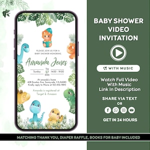 Dinosaur Baby Shower Invitation Boy Dinosaur Baby Shower Invite Dino Baby Shower Boy Baby Shower Dinosaur Baby Shower Video invitation