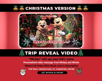 Personalized Surprise Trip Reveal Video, Custom Message from Mickey and Minnie Mouse, Christmas Surprise Trip Reveal, Magical Trip Reveal