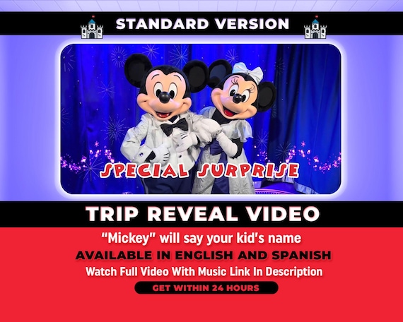 Personalized Surprise Trip Reveal Video, Custom Message from Mickey and Minnie, Magical Trip Reveal, Theme Park Florida California Paris