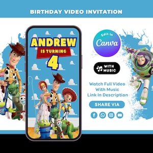 Editable Toy Story Birthday Invitation Video | Buzz Lightyear Invite | Canva Template
