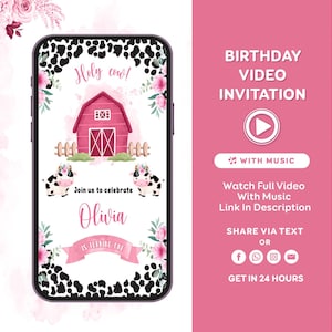 Holy Cow Invitation Holy Cow Birthday Invitation Cowgirl Invitation Moo Moo Birthday Invitation video Invitation Girl first birthday