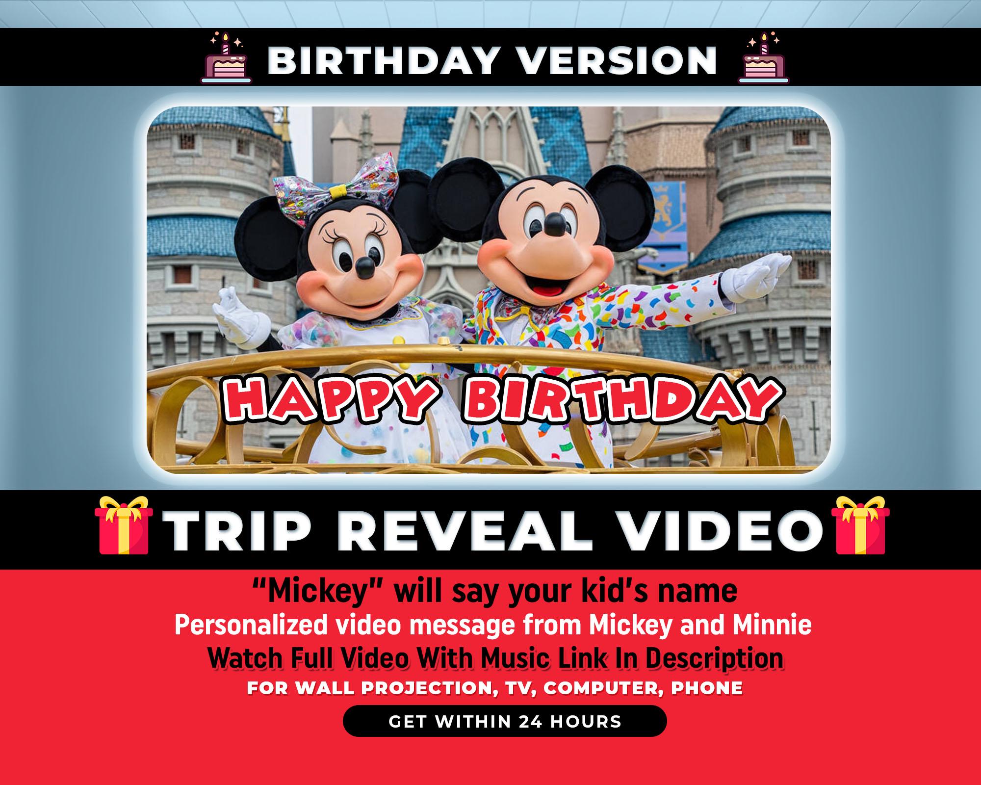 Personalized Surprise Trip Reveal Video, Custom Message from Mickey and Minnie, Birthday Surprise Trip Reveal, Magical Trip Reveal