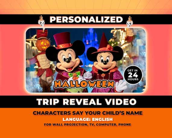 Personalized Halloween Surprise Trip Reveal Video | Mickey & Minnie Message | Theme Park Gift