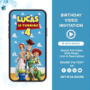Toy Story-uitnodiging Toy Story-verjaardagsuitnodiging Toy Story-video-uitnodiging Toy Story 4-uitnodiging Verjaardagsuitnodiging van Buzz Lightyear
