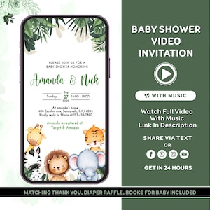Invito baby shower Safari, invito baby shower Wild One Jungle, baby shower maschietto, neonato, invito video baby shower
