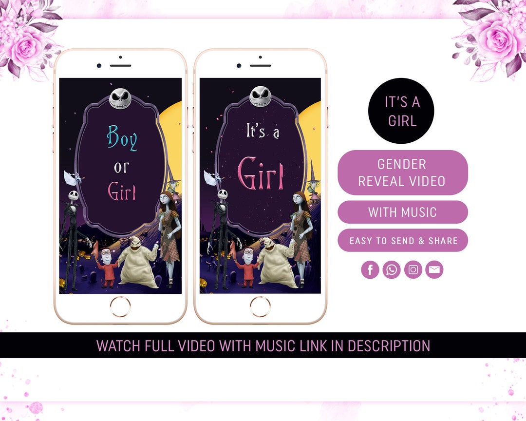 Nightmare Before Christmas Gender Reveal Video Girl Digital ...