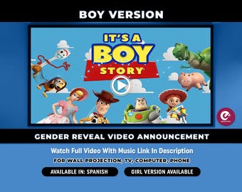 Toy Story Gender Reveal Movie, Gender Reveal Video Announcement, Boy Gender Reveal Video, Boy or Girl Gender Reveal, It&#39;s a Boy Story