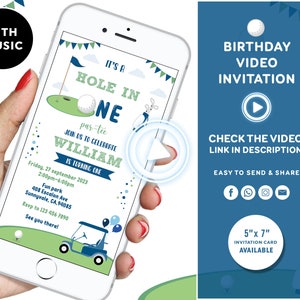 Golf Birthday Invitation Hole-in-One Party Golf First Birthday Hole in One Invitation Golf Party Invitation Video Invitation