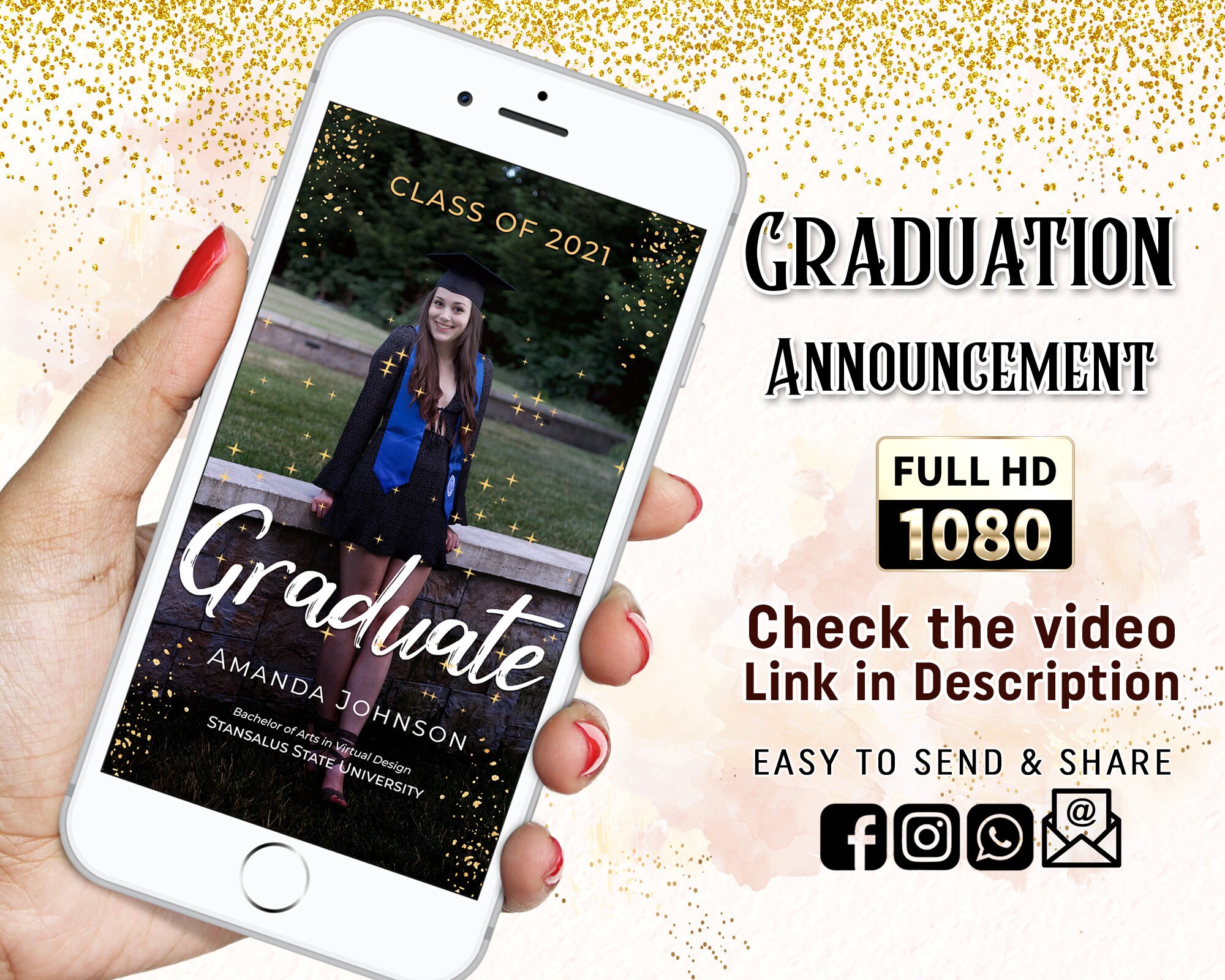 Graduation invitation 2021 Electronic Graduation Invitation Etsy