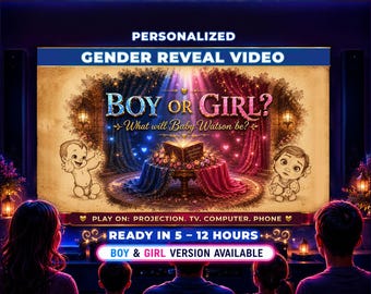 Magical Storybook Gender Reveal Video, Personalized Baby Announcement, Boy or Girl Reveal
