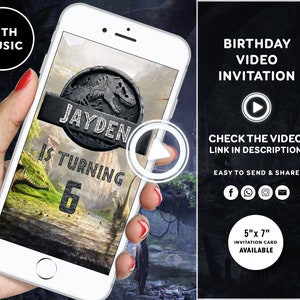 Jurassic World Birthday Invitation Dinosaur Birthday Invitation T-rex Invitation Jurassic invitation Jurassic World Video Invitation