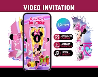Minnie Mouse Invitation Video | Oh Twodles 2nd Birthday Invite | Editable Canva Template