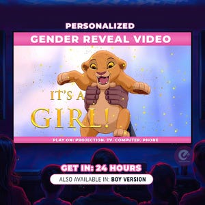 Vídeo de revelación de género de El Rey León / Película personalizada "Es una niña" / Anuncio de niño o niña