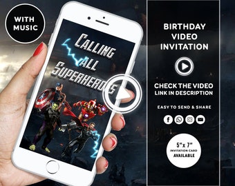 Superhero Invitation Superhero Birthday Invitation Avengers Birthday Invitation Avengers Invitation Superheroes Party Invite video invite