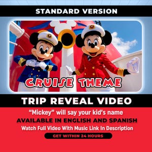 Video di presentazione del viaggio in crociera a sorpresa personalizzato, messaggio personalizzato di Topolino e Minnie, video di presentazione del viaggio a sorpresa, presentazione del viaggio magico