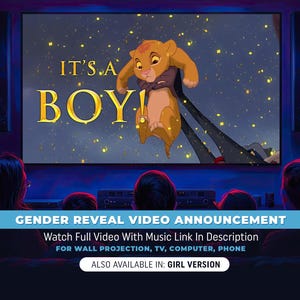 Gender Reveal Movie, Lion King Gender Reveal Video Announcement, Boy or Girl Gender Reveal, It's a Boy Gender Reveal Video