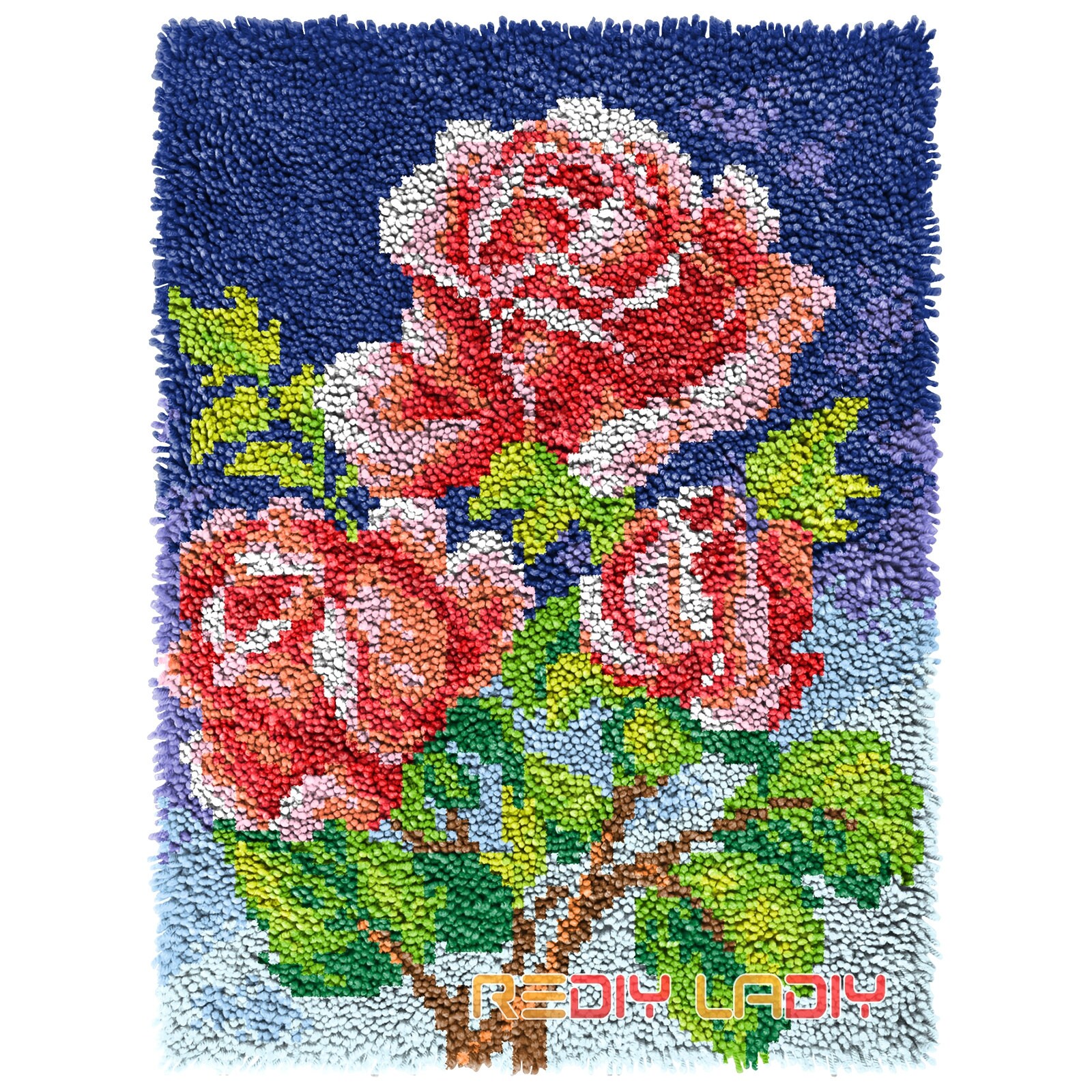 Latch Hook Rug Kit: Poppy and Rose DIY Seat Cushion, Chunky Yarn - Etsy