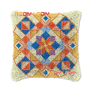 Latch Hook Cushion Mandala II DIY Needlepoint Kits Chunky Acrylic Yarn Arts Crocheting Lofty Pillow Case Hobby & Crafts