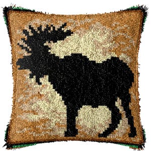 43x43cm Latch Hook Cushion Sunset Animals Pre-Printed Color Canvas Acrylic Yarn Pillow Case Crochet Cushion Arts & Crafts