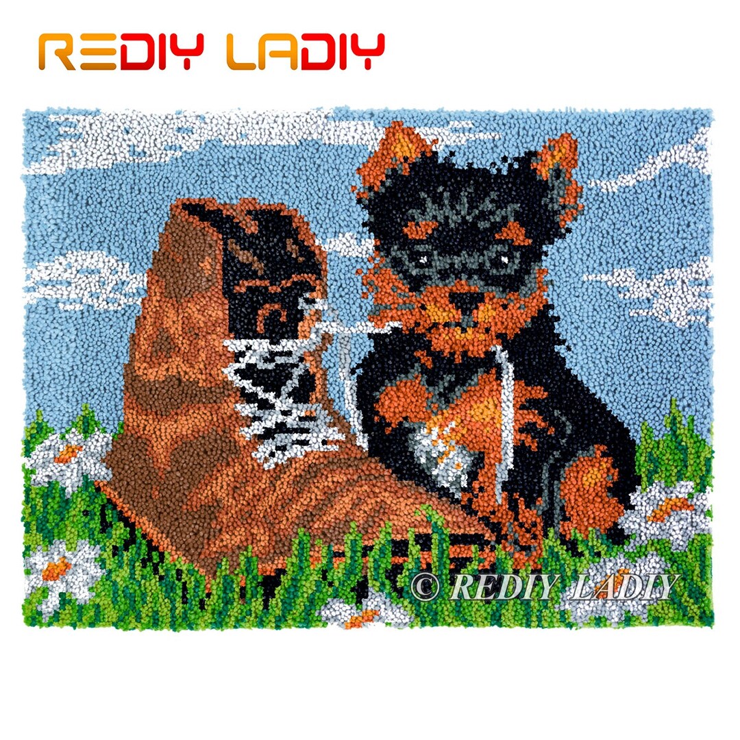 32x24 Rug Dog With Boot Latch Hook Rug Kit (32x24 Inches) - Etsy