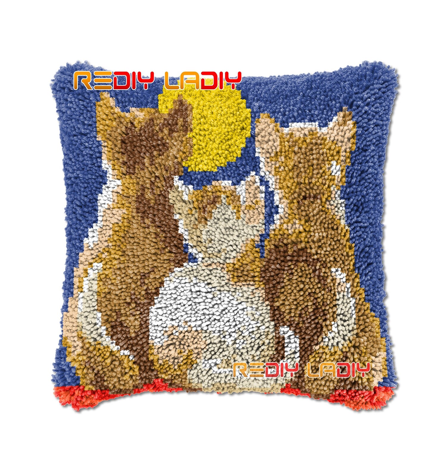 Latch Hook Cushion Three Kittens DIY Needlepoint Kits Chunky Etsy UK