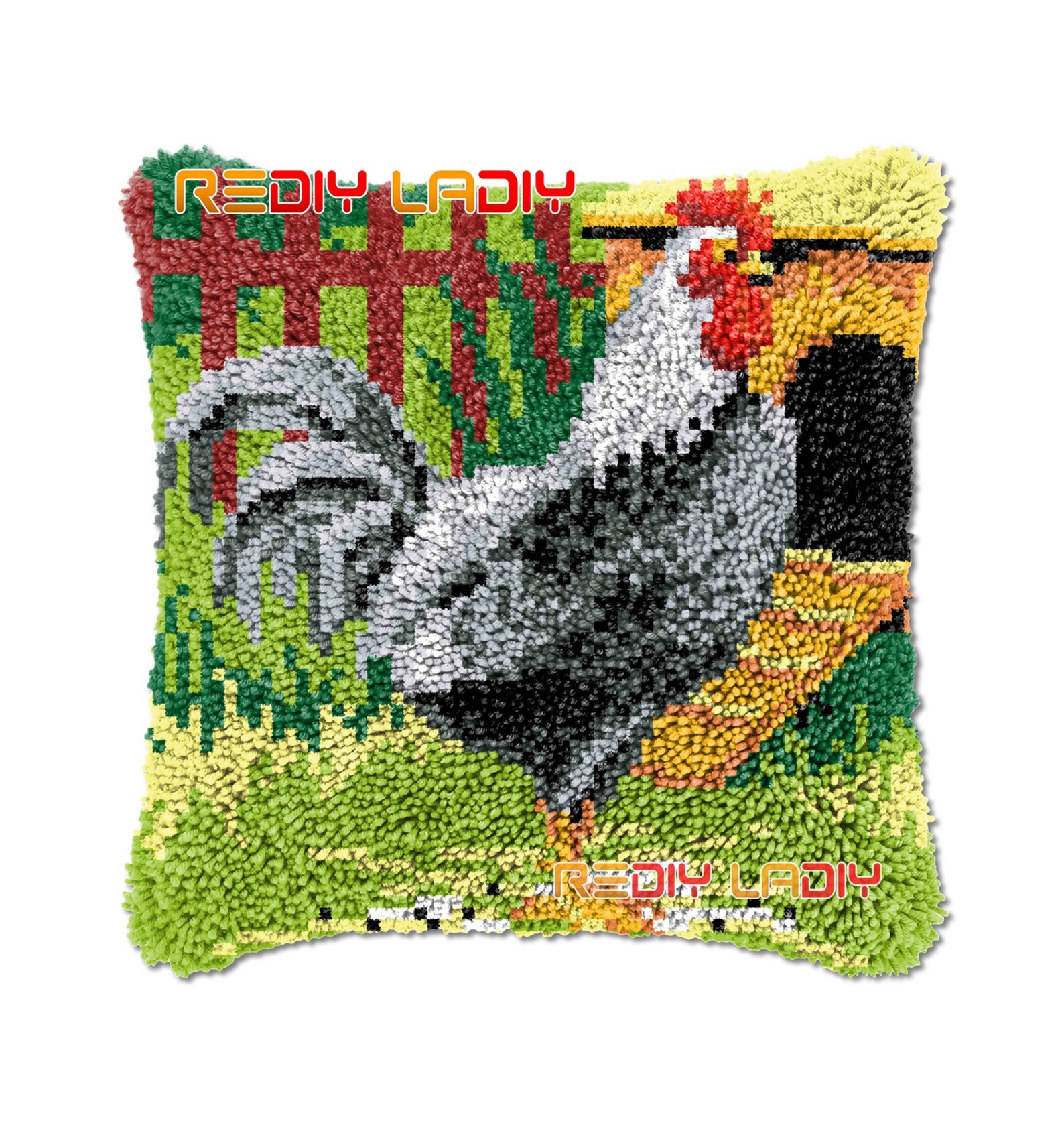 Latch Hook Cushion Farmland Cock DIY Needlepoint Kits Chunky Etsy UK