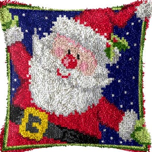 43x43cm Latch Hook Cushion Father Santa Snowman Pre-Printed Color Canvas Acrylic Yarn Pillow Case Crochet Cushion Arts & Crafts