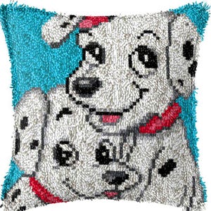 43x43cm Latch Hook Cushion Puppies Pre-Printed Color Canvas Acrylic Yarn Pillow Case Crochet Cushion Arts & Crafts