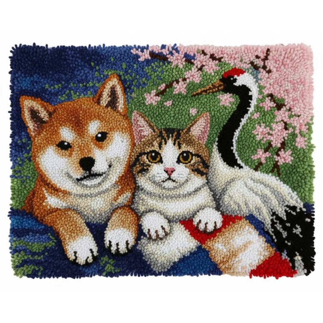 Japanese Latch Rug Japanese Aesthetic Latch Hook Kits DIY Rug Making Kit Pre-printed ...