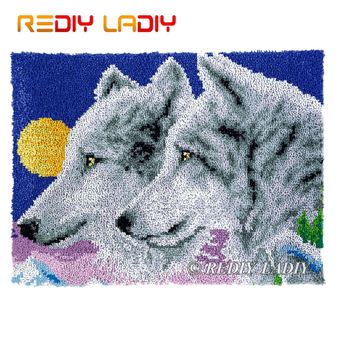 32x24 Rug Latch Hook Rug Kit: Moon Wolves, DIY Tapestry (32x24 Inches) - Etsy