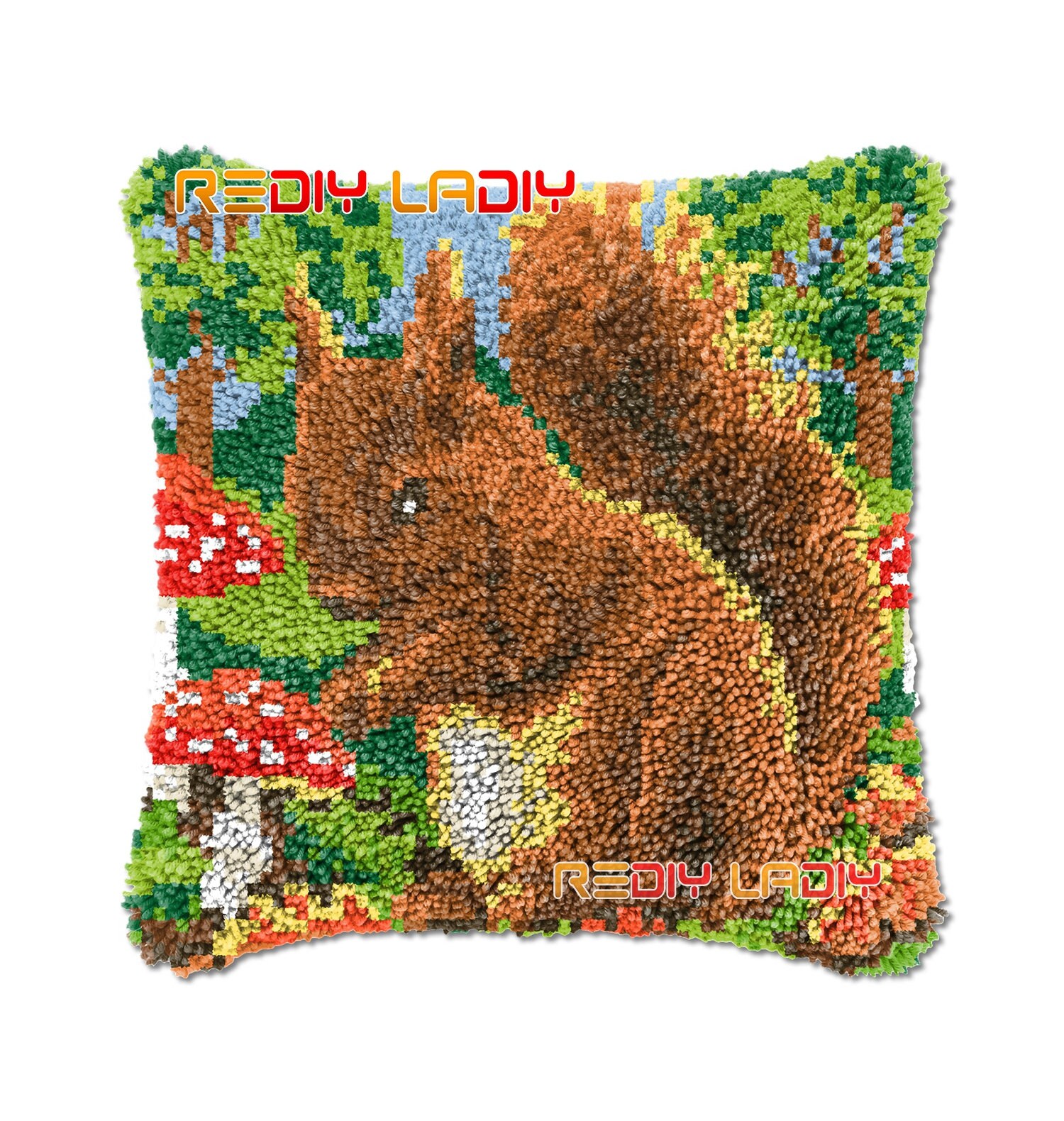Latch Hook Cushion Squirrel Mushroom DIY Needlepoint Kits Etsy UK