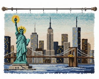 New York City Latch Hook Kits DIY Rug Making Kit Pre-Printed Canvas 102x69cm
