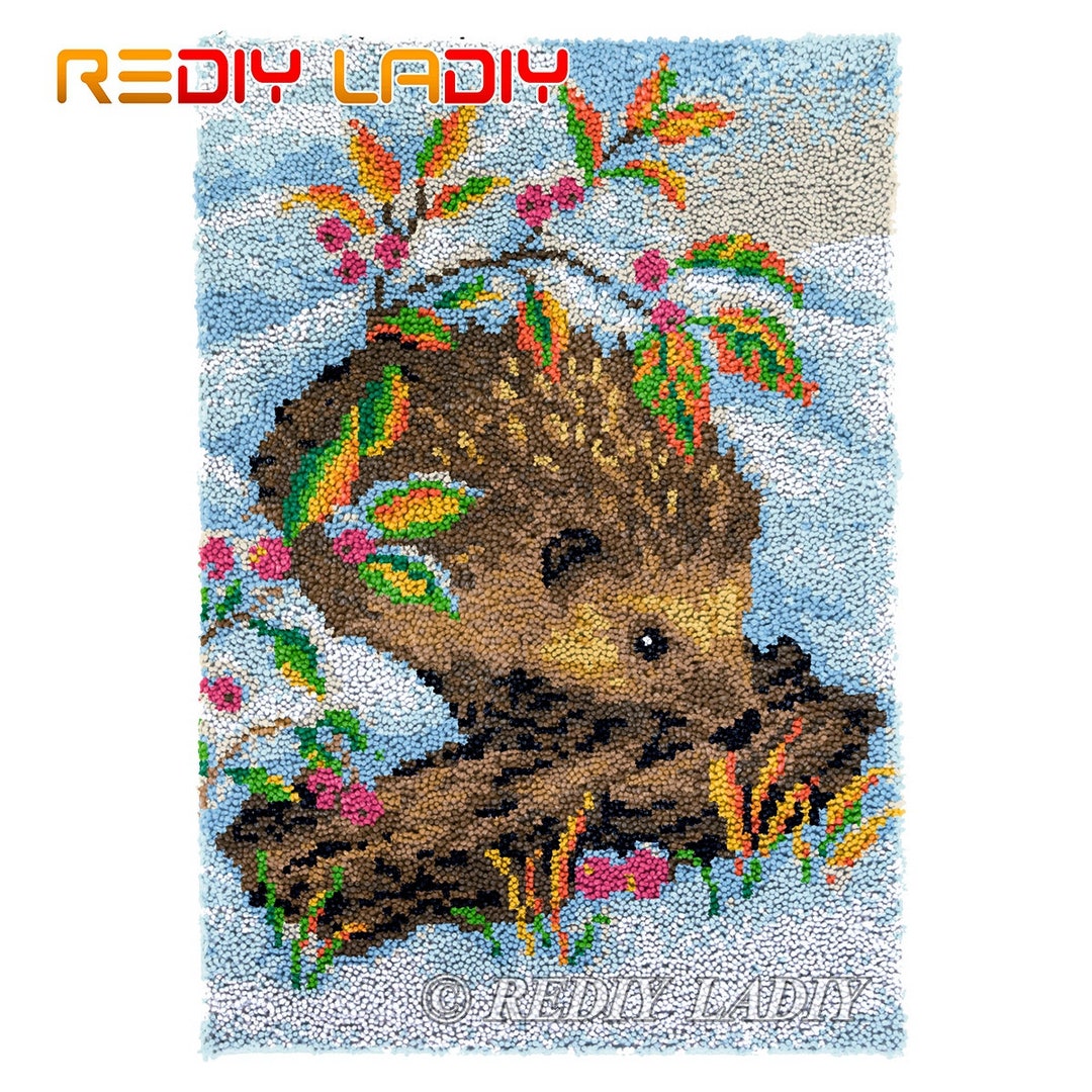 Hedgehog Rug Hedgehog Latch Hook Rug Kit, Chunky Yarn DIY Tapestry - Etsy