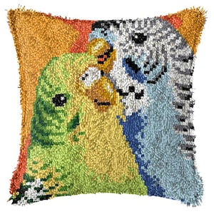 43x43cm Latch Hook Cushion Birds Lovers Pre-Printed Color Canvas Acrylic Yarn Pillow Case Crochet Cushion Arts & Crafts
