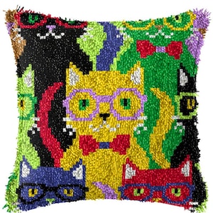 43x43cm Latch Hook Cushion Kitten Dog Owl Pre-Printed Canvas Acrylic Yarn Pillow Case Crochet Cushion Hobby & Crafts