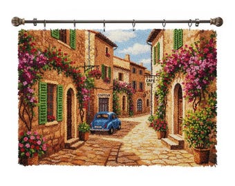 Provence Village Latch Hook Kits DIY Rug Making Kit Pre-Printed Canvas 102x69cm