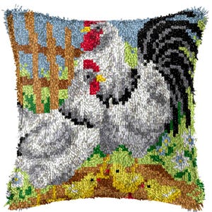 43x43cm Latch Hook Cushion Farm Garden Pre-Printed Canvas Acrylic Yarn Pillow Case Crochet Cushion Hobby & Crafts