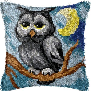 43x43cm Latch Hook Cushion Birds Family Pre-Printed Color Canvas Acrylic Yarn Pillow Case Crochet Cushion Arts & Crafts