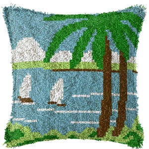 43x43cm Latch Hook Cushion Dream Home Pre-Printed Color Canvas Acrylic Yarn Pillow Case Crochet Cushion Arts & Crafts