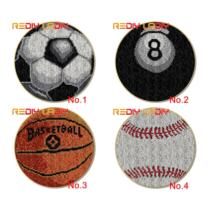 Latch Hook Rug Kits Sports Ball Plush Floor Mat Preprinted Etsy