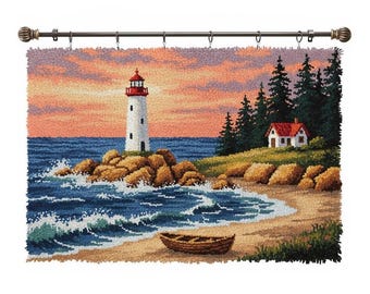 Sunset Beacon Latch Hook Kits DIY Rug Making Kit Pre-Printed Canvas 102x69cm