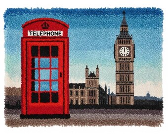 Zestawy do samodzielnego wykonania dywanu London Landmark Latch Hook, płótno wstępnie zadrukowane, 75 x 55 cm