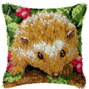 43x43cm Latch Hook Cushion Animals Pre-Printed Color Canvas Acrylic Yarn Pillow Case Crochet Cushion Arts & Crafts