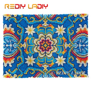 Latch Hook Rug Kits Blue Mandala Plush Wall Tapestry Kits DIY Carpet Rug Chunky Yarn Arts Cushion Crocheting Floor Mat Crafts image 1