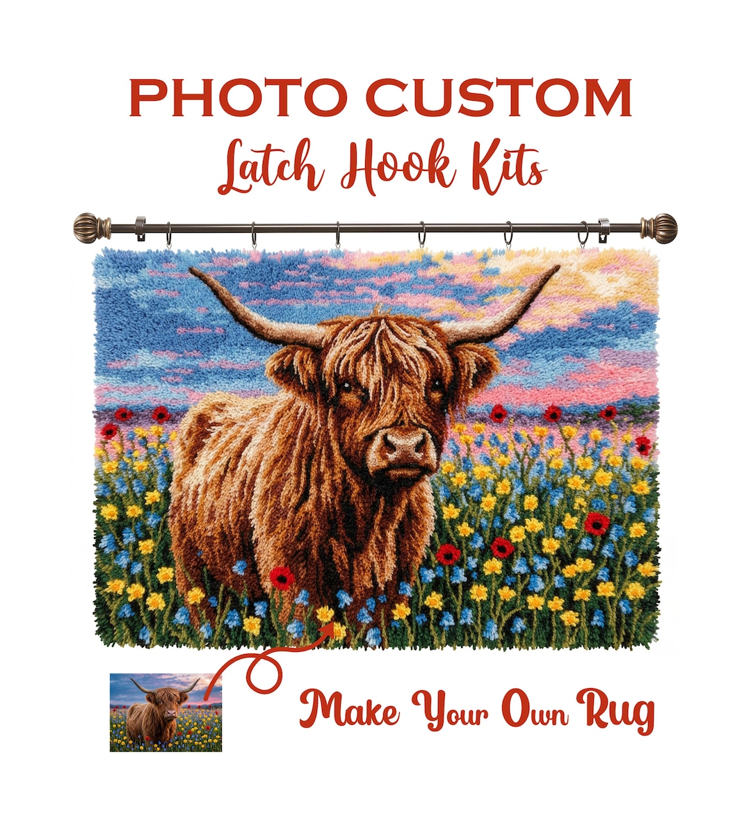 Custom Latch Hook Rug Kit From Photo Personalized DIY Tapestry Making ...