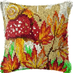 43x43cm Latch Hook Cushion Flowers with Butterfly Pre-Printed Color Canvas Acrylic Yarn Pillow Case Crochet Cushion Arts & Crafts